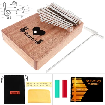 

17 Key Kalimba Solid Mahogany Thumb Piano with Heart Sound Hole Mbira Natural Mini Keyboard Musical Instrument Finger Piano