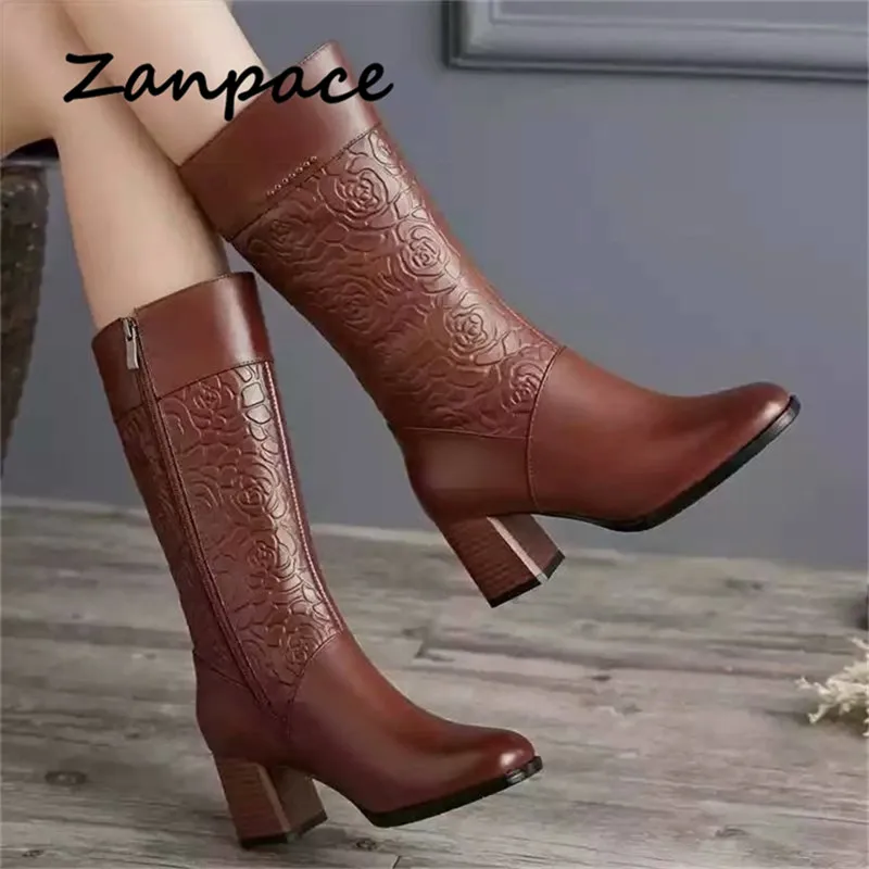 Kopen ZANPACE Koe Lederen Laarzen Plus Fluwelen Schoenen Vrouwen Winter Laarzen Dames Martin Laarzen Casual Stijl Schoenen Voor Meisje Hoge Hakken boot