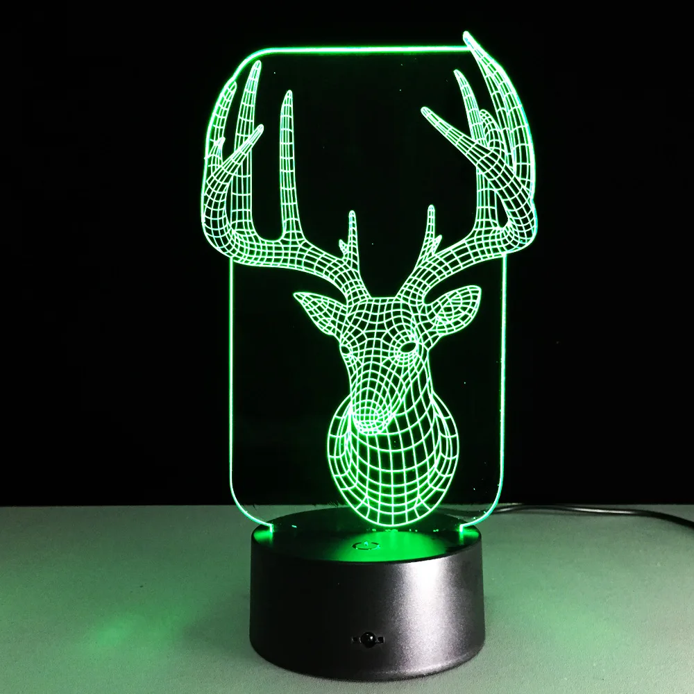 

Colorful USB Cute 3D Christmas Deer Bedroom Lampe Office Home Decoration Desk Table Lamp Child Night Lights Christmas Gift