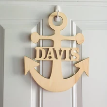 Индивидуальный заказ имя семья якорь знак на дверь, Детский мальчик девочка знак, Свадьба День Рождения Декор Висячие передней двери подарок