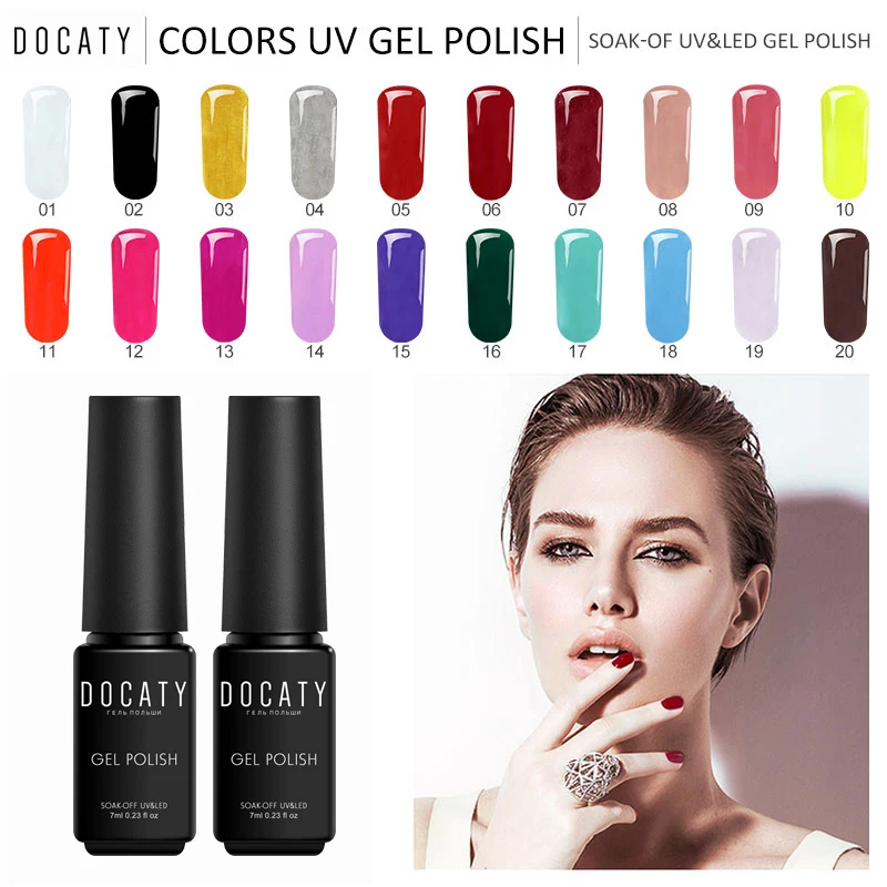 Docaty маникюр Гель Лаки длинные Lastig Soak off UV лаковое гелевое покрытие для ногтей DIY