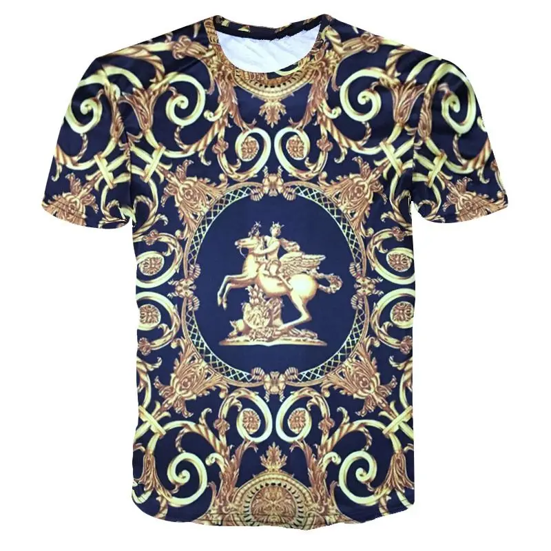 

2018 New T Shirt Funny Print Tops 3D T Shirt Men's Summer Tops 3D Gold Stipes Tops Dropshipping Plus Size S-7XL