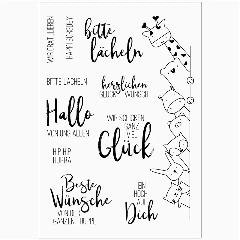 

German Word Rubber Silicone Clear Stamps for Scrapbooking Tampons Transparents Seal Background Stamp Card Making Diy