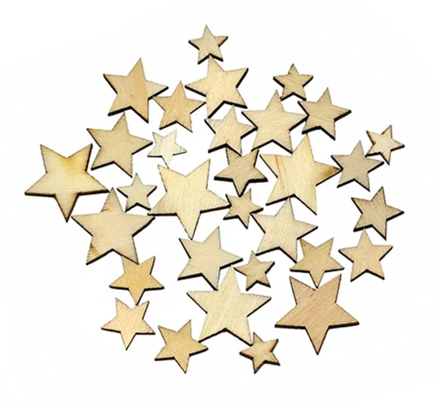 

100Pcs Mixed Star Shape Wooden Buttons DIY Scrapbook Craft Clothing Decor Button