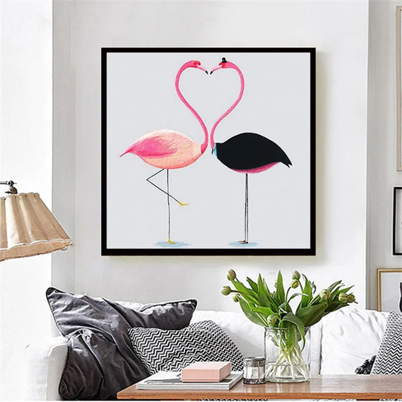 

Diamond Embroidery Cross Stitch Kits Full Round Drill with Picture Flamingo Wall Painting In The Living Room Home Decor RK013