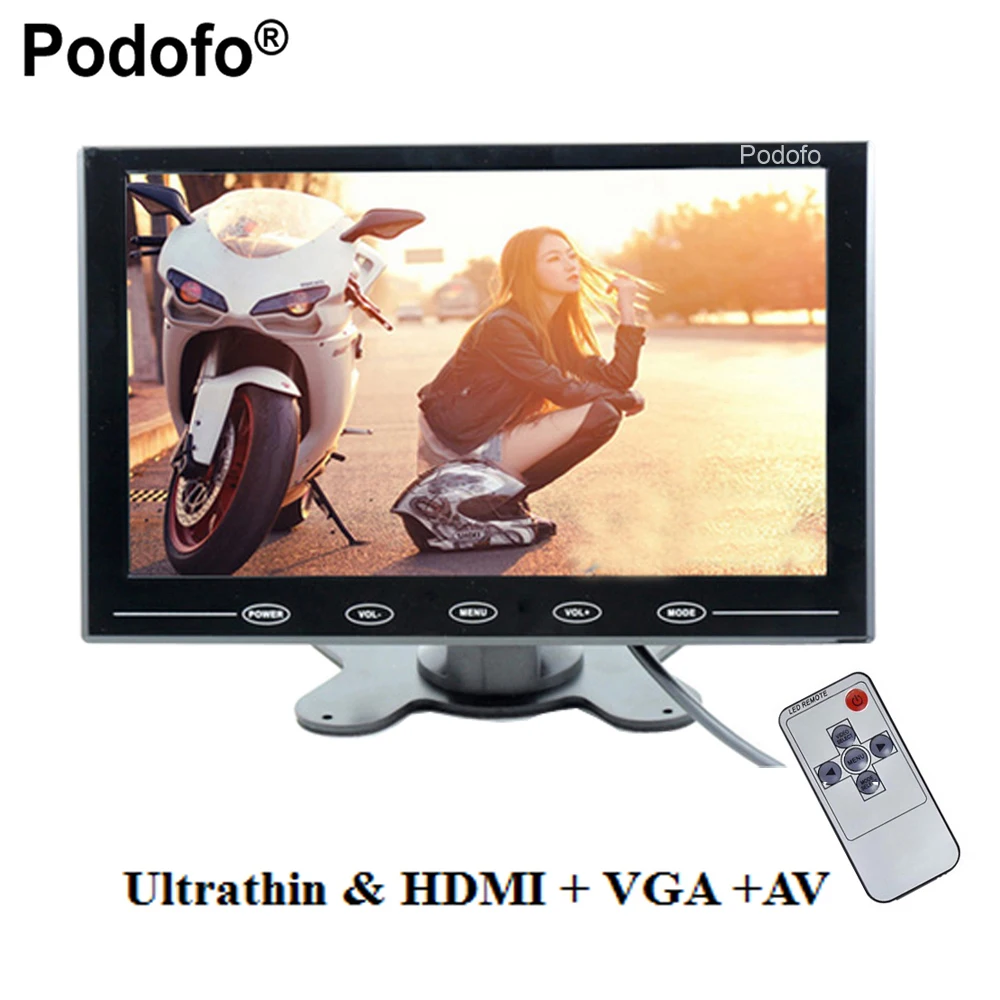 

Podofo 9" LCD Monitor TFT Mini Color Monitor 2 Video Input Car Monitor Display Screen For PC CCTV HDMI AV-In Security Monitor