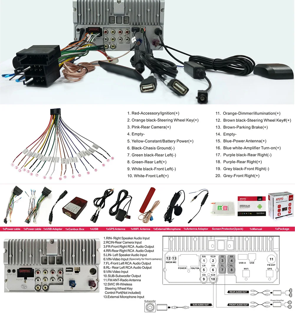 ATOTO A6 Android navegación GPS del coche estéreo/VW seleccionados Volkswagen y Skoda/2 * Bluetooth/Premium a6YVW710PB/Auto Radio Multimedia