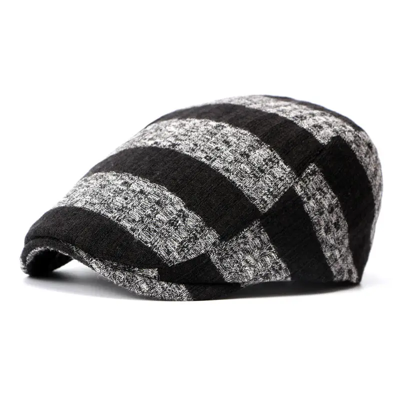 Brand Fashion Vintage Striped Autumn Winter Sun Hats for Men Women High Quality Casual Cotton Women Beret Caps Newsboy Flat Hat