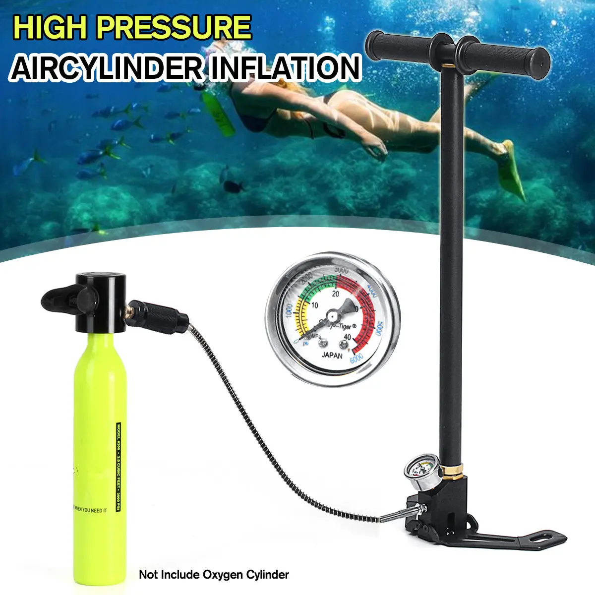 

For 0.5L Scuba Diving Air Tank Oxygen Reserve Mini Operated Pump Hand Pump Spare Tank Underwater Breathing Accessories