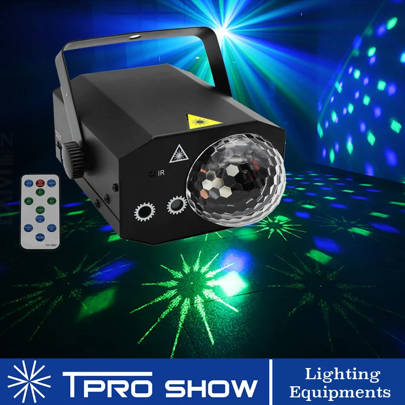 

2019 Disco Laser RGB Stroboscope Effect Mini Disco Ball Beam Music Light with Remote control for Party DJ Club Bar Christmas