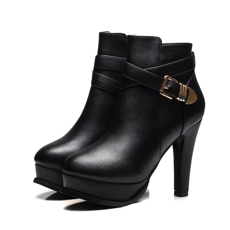 

DropShipping Newest Solid Color Ankle Boots Women Thin High Heels Chelsea Boots Ladies Platform Winter Martin Boots CH-B0127
