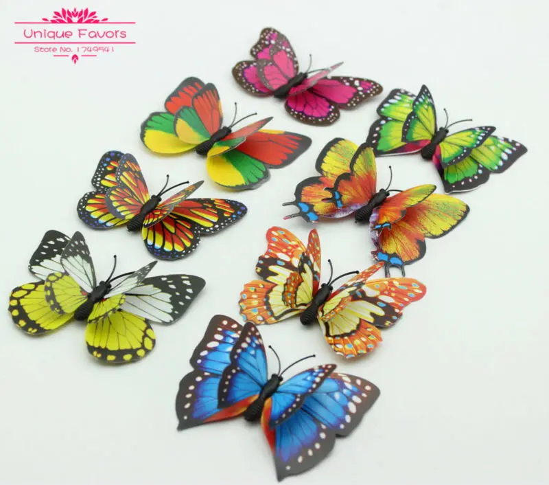 30pcs Assorted Double Layers Artificial Butterflies Fridge 70mm