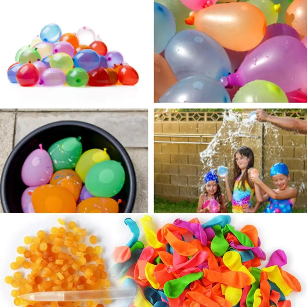 1000 шт водяных шаров с заправкой, легкий комплект, латексная Наполняющая Водяная бомба, мяч для боев, игры для детей, взрослых, Пляжная игрушка с наполнителем