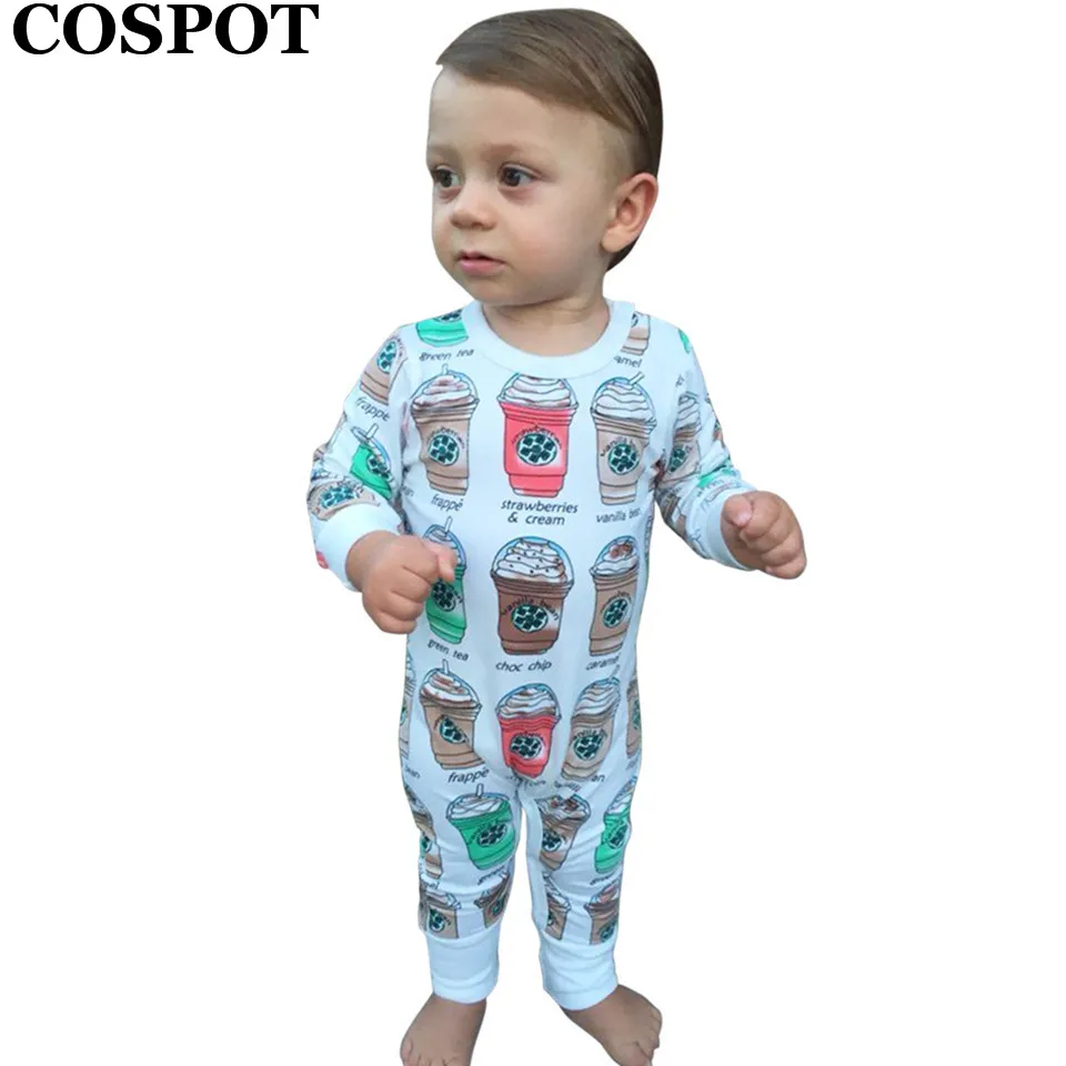 COSPOT Wholesale Baby Boys Girls Cotton Romper Toddler Autumn Coffee