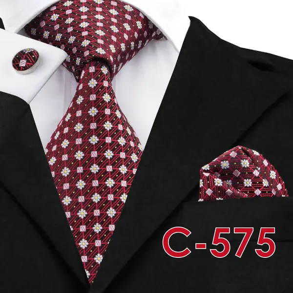 C-1116, модный мужской галстук, набор, золотой, снежный, для шеи, галстук, карманные, квадратные, запонки, 8,5 см, Классические жаккардовые шелковые галстуки для мужчин, костюмы, корбаты - Цвет: C575