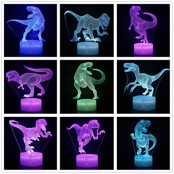 

Dinosaur Tyrannosaurus Rex Stegosaurus Spinosaurus hallorum Argentinosaurus 7 Color change 3D Optical Illusion Night Light Lamp