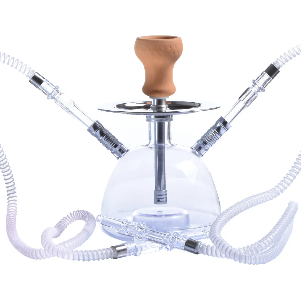 

High Quality Transparent Acrylic Shisha set Sheesha Narguile Chicha With LED Light including Pottery Bowl&Clip&Double