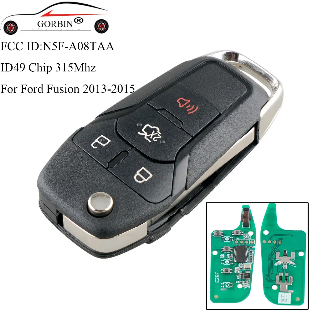 

GORBIN 4Buttons Remote Car key For Ford N5F-A08TAA 315Mhz 49 Chip For Ford Fusion 2013 2014 2015 2016 2017 Smart Flip Car keys