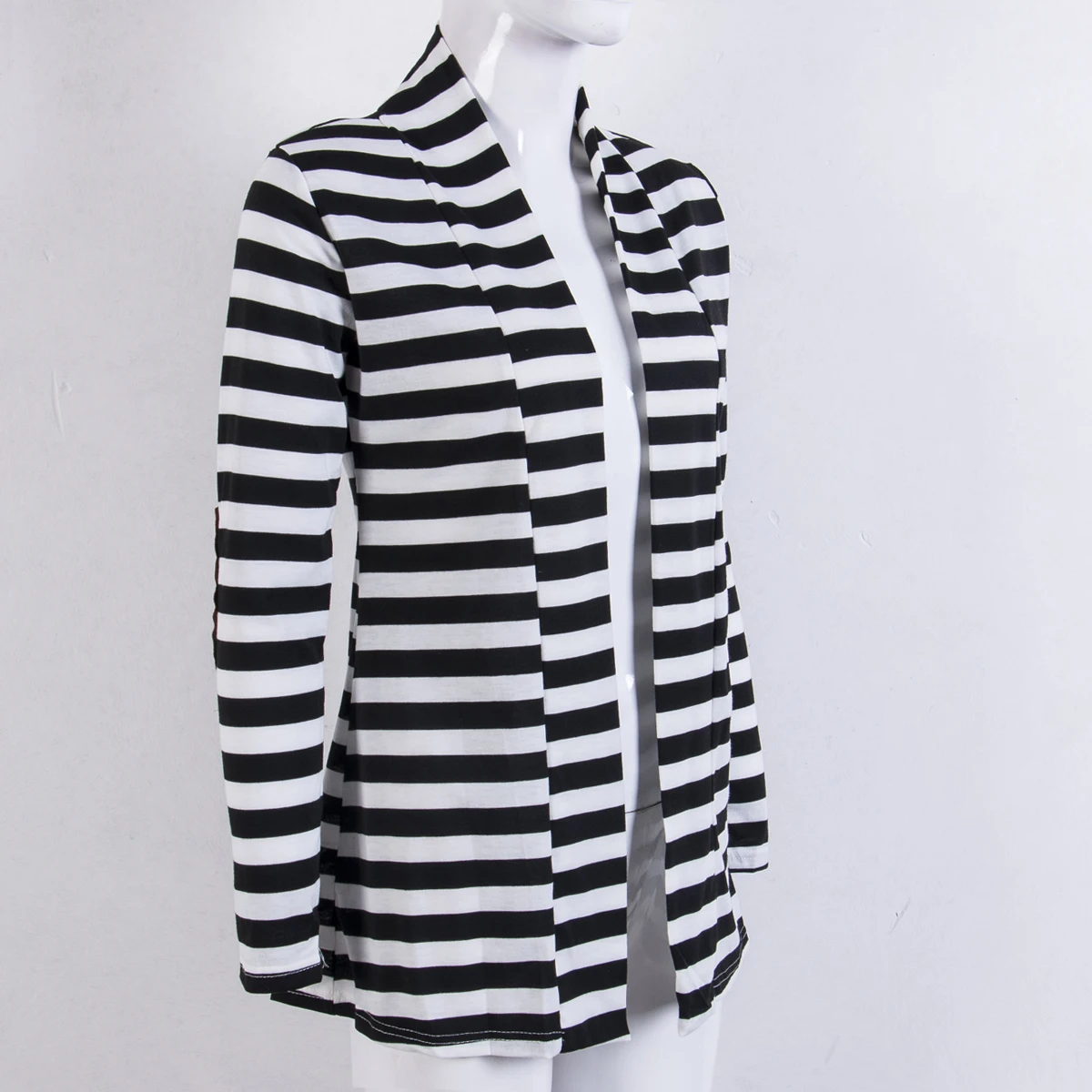 

Ladies Casual Slim Cardigan Outwear Tops Open Stitch Women Summer Long Sleeve Striped Coats