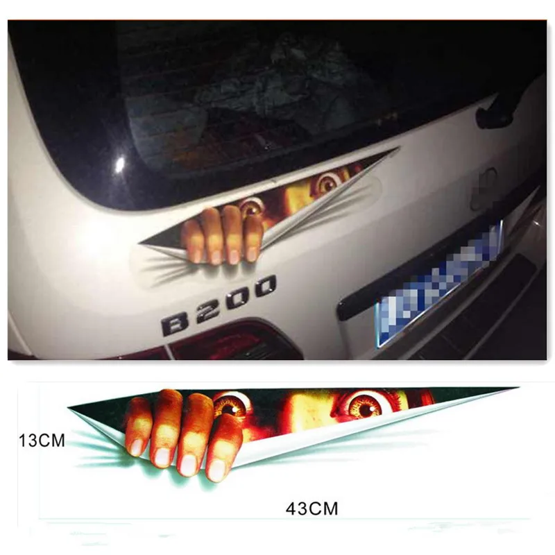 

Lifelike 3D Eyes Peeking Monster Voyeur car stickers car body hood Bumper sticker Styling Decor Graphics Free Shipping