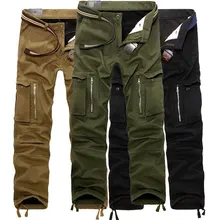 Утепленные мужские Зимние флисовые ветрозащитные брюки карго