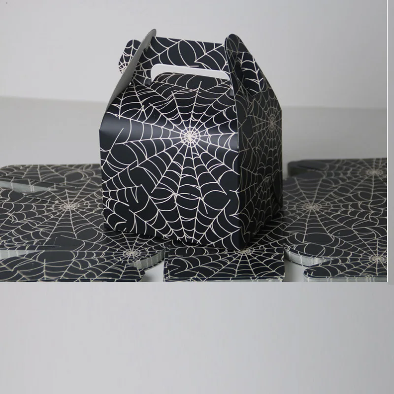 Black Spider Style Candy Box Wedding Favors and Gift Box Sweet Paper Bags for Halloween Baby Shower Event Party Supplies (2)