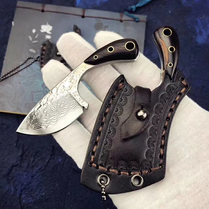 Free shipping The sharpest Damascus Tactical Knife Small Survival Black Wood Handle Gift knife Exquisite hanging knife Free shipping The sharpest Damascus Tactical Knife Small Survival Black Wood Handle Gift knife Exquisite hanging knife