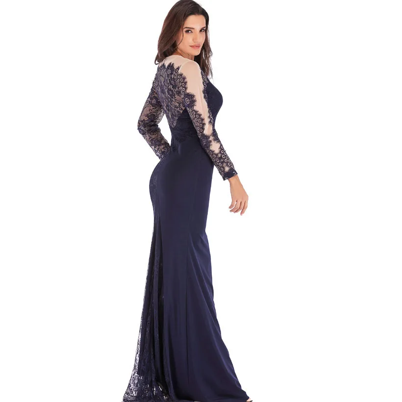 IDress High Quality Lace Embroidery Evening Dress Long Sleeve Charming Robe Longue Femme Long Dress for Wedding Party for Woman (14)