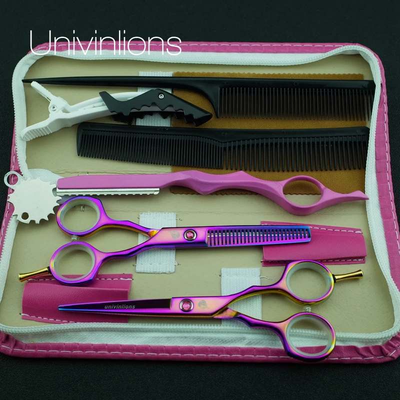 5.5" pink titanium scissors cheap hairdressing scissors professional