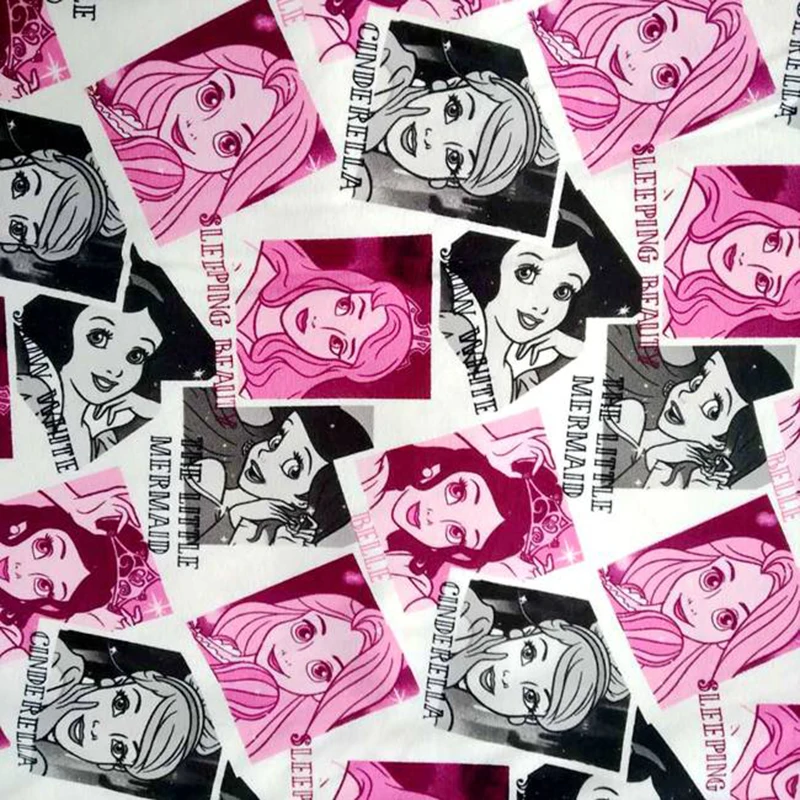 

Beautiful Cartoon Princess Cotton/Lycra Knitted Fabric Lovely CINDERELLA Girl Printed Knit Fabric DIY Sewing Girl Dress Clothing