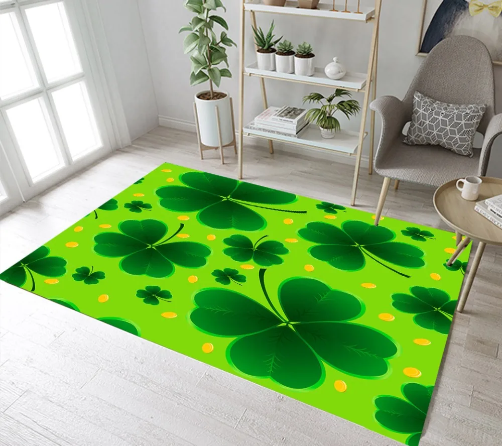 Зеленые Трилистники коврики четырехлистный клевер ковры для детей для дома гостиная большая спальня прихожая Кухня Двери пол коврики для ванной