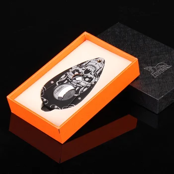 

Luxury Stainless Steel Grimace Pattern Slide Rail Sharp Black Cigar Knife Cigar Cutter W/ Gift Box