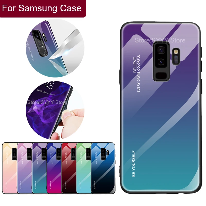 Градиентный чехол из закаленного стекла для Samsung Galaxy s8 s9 plus S10 5G s7 A5 A7 2017 J4 Plus J8 J6 A6 A8