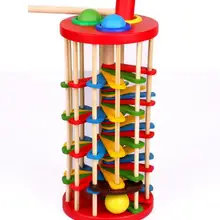 WYNLZQ стучать мяч игрушечная лестница деревянная детская головоломка Деревянный Цвет молоток прокатки мяч Beat игрушки Рождество детский сад подарок