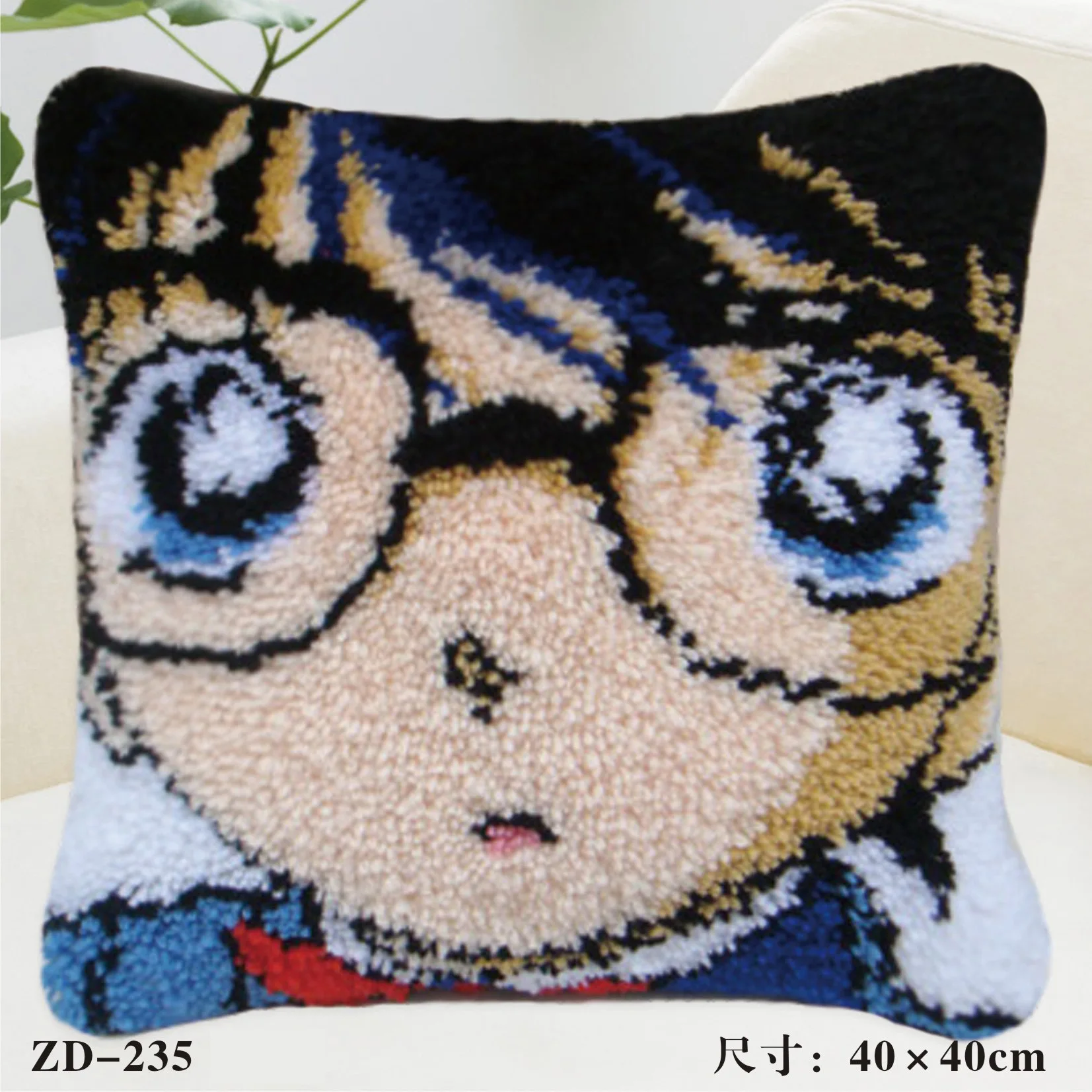 

ZD235 Pillow Cushion Latch Hook Kit Embroidery DIY Craft Cross Stitch Needlework Embroidery Counted Cross-Stitching Kit Set