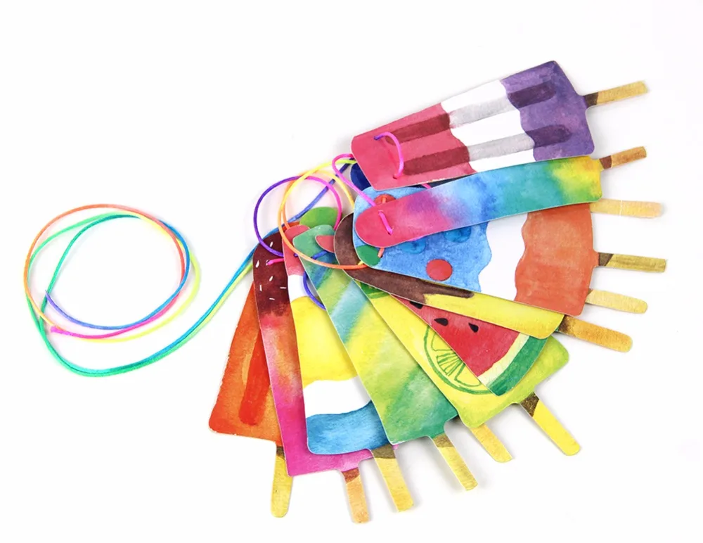 Summer Party Decoration Ice Pop Garland Colorful Banner For Hawaiian Home Hanging Hand Painted Popsicle Banner|banner hanging|banner partybanners