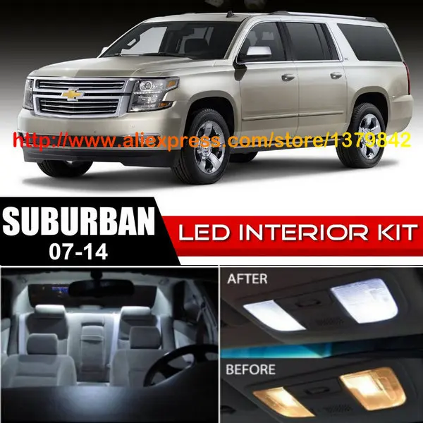 

Free Shipping 14Pcs/Lot car-styling Xenon White Canbus Package Kit LED Interior Lights For 07-14 Chevy Suburban
