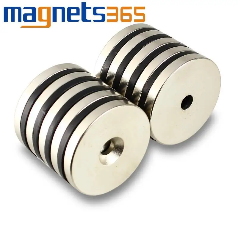 

OMO Magnetics New Round 40mm x 5mm 1.57" x 1/5" Hole 6mm Magnets Dsic Rare Earth Neodymium N38