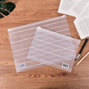 

1pcs File Bag Brief Style Striped Transparent Document Bags Office Stationery Filing Products A4 A5 File Folder File Bag