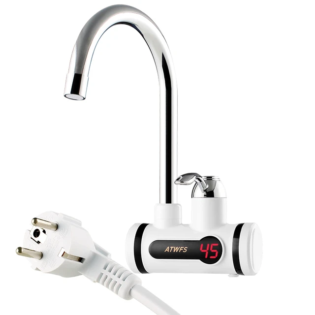 ATWFS Electric Hot Faucet Water Heater Electric Tankless Water Heating  Kitchen Faucet Digital Display Instant Water Tap 3000 W - AliExpress