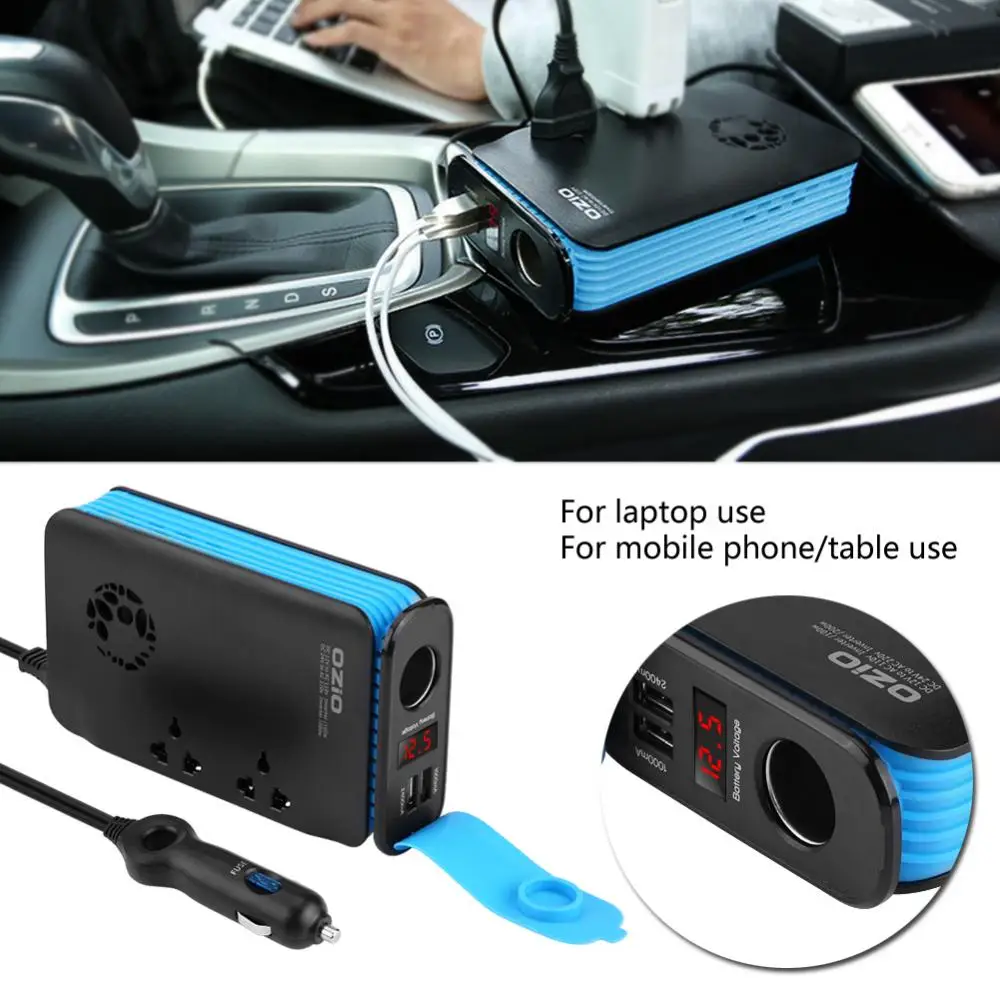 Car Inverter 200W Power Supply Switch Power Converter DC 12V to AC 220V Cigarette Lighter