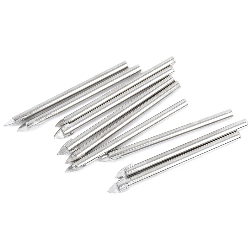 

10PCS 6mm 1/4" Carbide Spear Head Tip Drill Bit For Glass Plastic Tile Ceramic