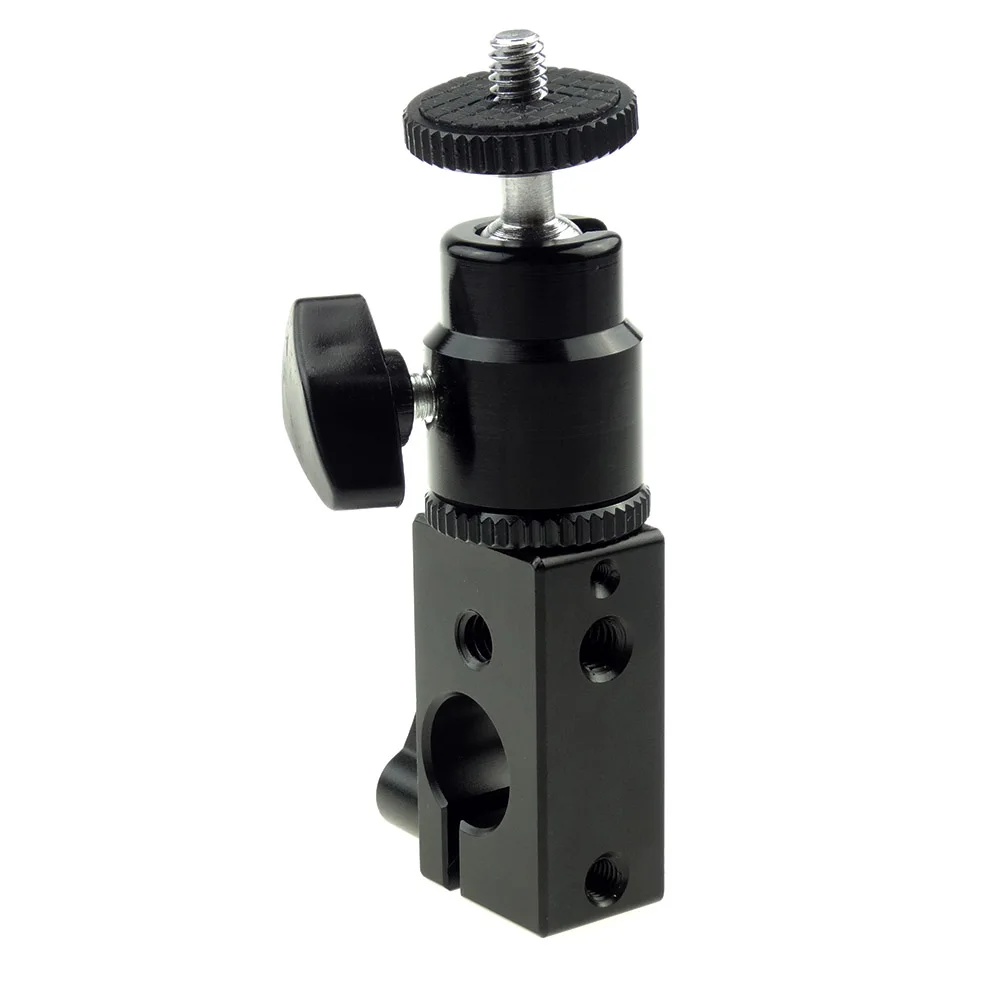 cheap 15mm Single Hole Rod Clamp with Hot Shoe Mount Micro Ball Head for LCD Monitors Mounted Photo Studio Accessories 210