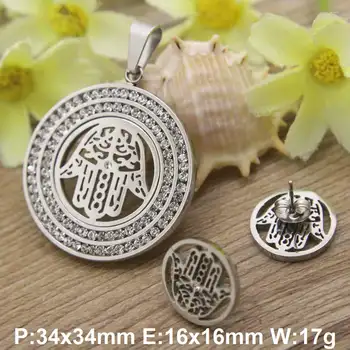 

New Fashion Stainless Steel Jewelry High quality gold color and silver color Pendants+ Earring sets For Women And Girls SBJDYTBI