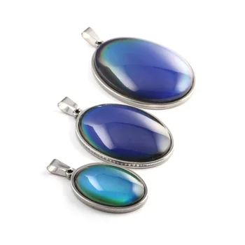 

Pendant round retro stainless steel emotional feeling change color mood necklace pendant 32X52mm 22x42mm 20x37mm
