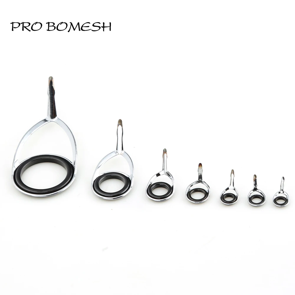 

Pro Bomesh 14.8g 8pcs/Kit Spinning Fishing Rod Guide Set Kit SIC Ring Stainless Steel Guide DIY Fishing Guide Rod Accessory