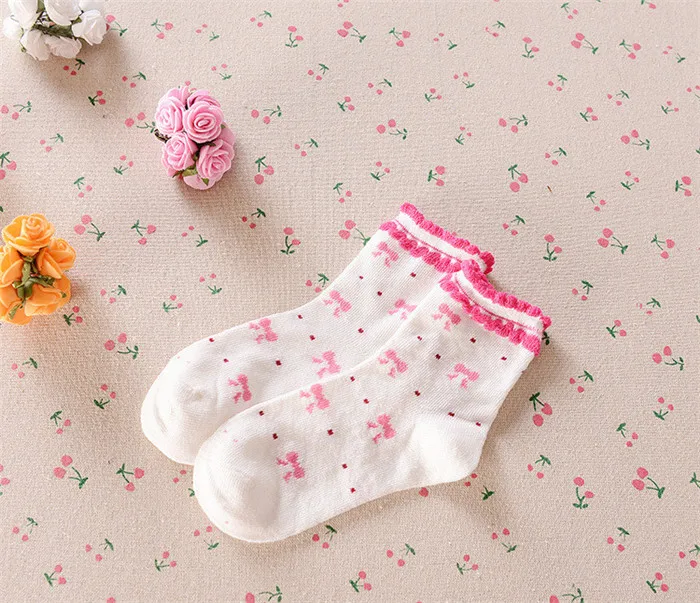 Носки для мальчиков распродажа, 5 пар/лот, коллекция года, весенне-осенние детские носки детские модели с маленьким бантом, A-cll-017-5 - Цвет: Белый