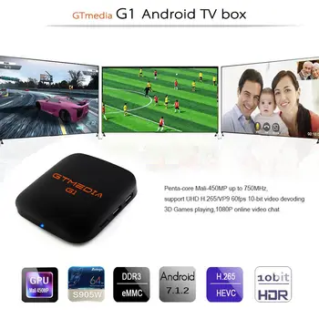 

Original Global GTmedia G1 TV Box 4K Android TV 7.1 Ultra HD 2G 8G WIFI Google Cast Set top Box 4 Media Player
