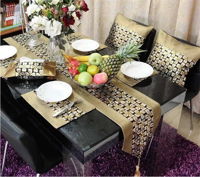 Gold Coffee Dinner Table Runner Cloth The Living Room Gold Coffee Dinner Table Runner Cloth The Living Room Decoration Bright Surface Golden European Tv Cabinet