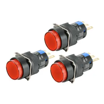 

25 pcs AC 250V 0.5A SPDT Latching Pushbutton Switch Red Cap Round Head